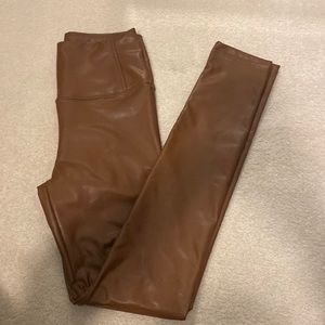 Brown pleather leggings